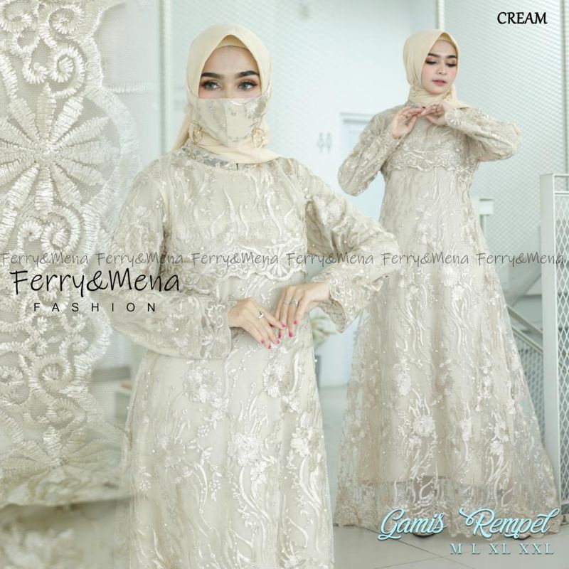 Fashion wanita gamis realpict//gamis tulle remple//gamis tulle tebal mewah//gamis modern