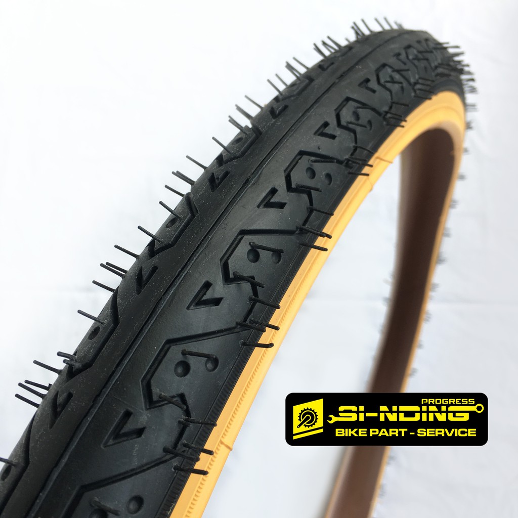 Lucky Stone Ban Luar Sepeda 26 X 1.75 Bike Tyre MTB Hitam Coklat Gumwall Skinwall Tanwall