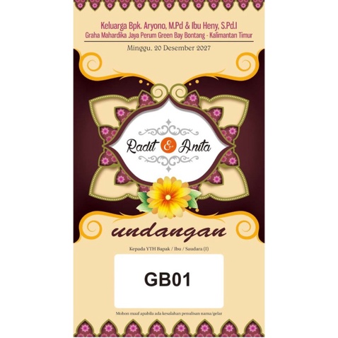 

( Cetak ) Undangan GB 01 Murah