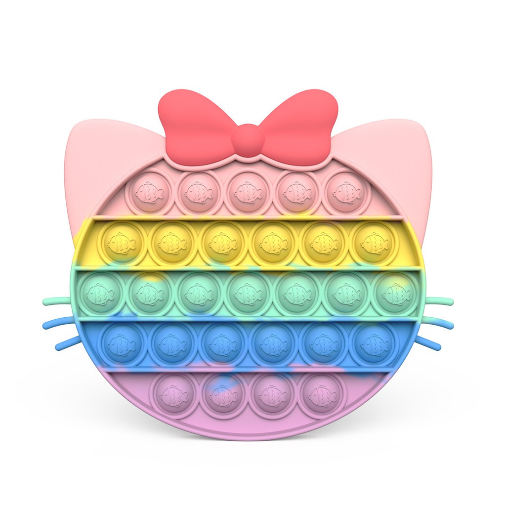 [LOGU] Pop it fidget, Mainan go bang fox mind, Mainan anti stress pop pelangi warna warni-Kitty Pelangi