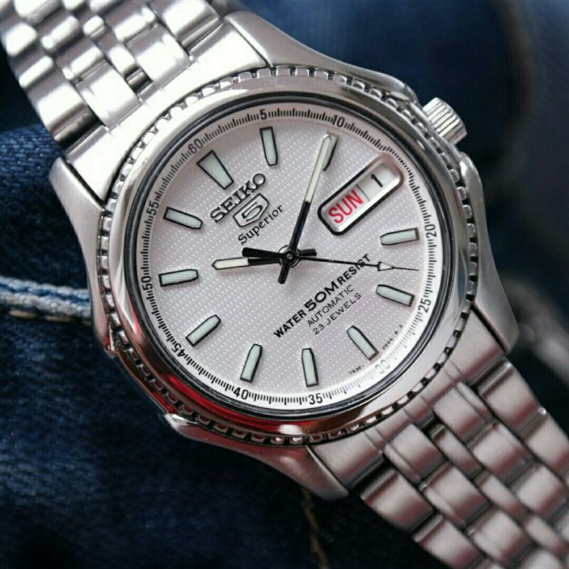 Jam Vintage Automatic Seiko Superior 7s36 White Dial Jam Tangan Original Seiko