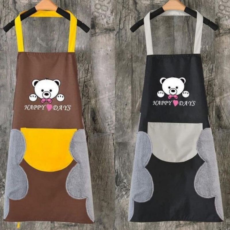 Celemek Masak BEAR Apron Dapur Anti Air Minyak bisa Lap Tangan PREMIUM - BEARMERAH