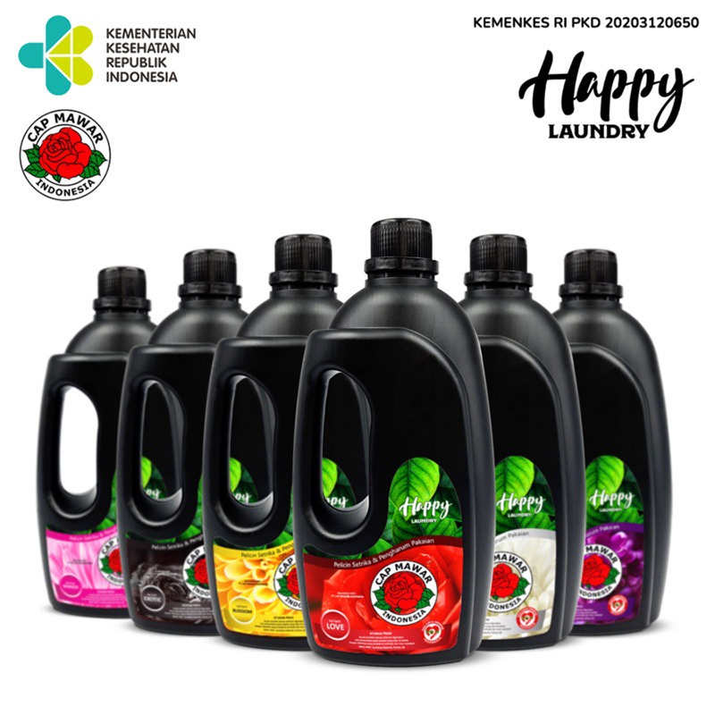 Pewangi Parfum Laundry Setrika Happy Laundry 1 Liter by Cap Mawar Indonesia