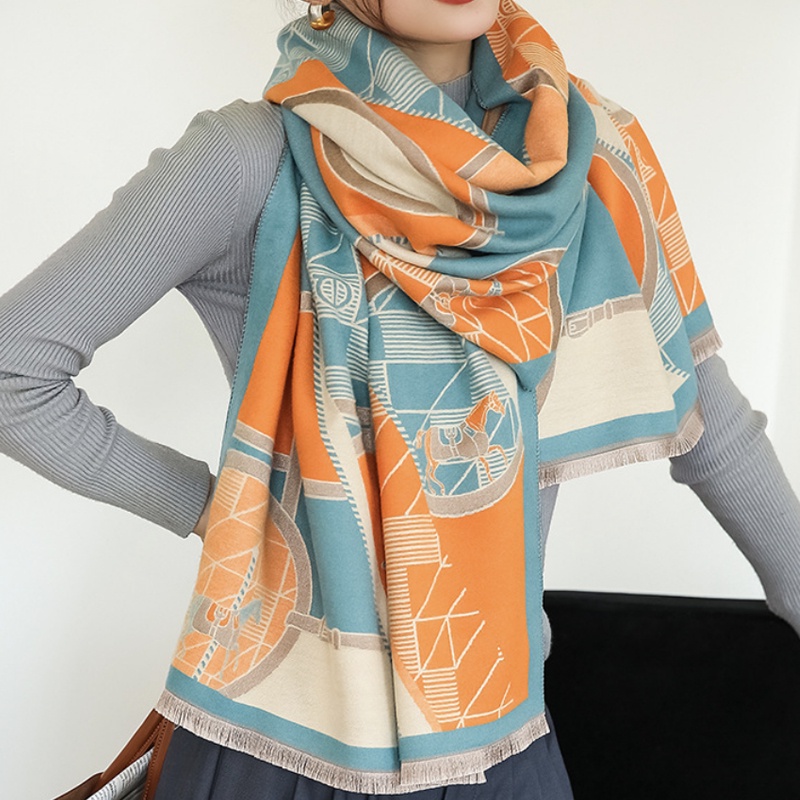 Syal &quot;Cherish&quot; 65 x 185 Anggun motif Kuda yang mewah Bahan High Grade Cashmere Immitation