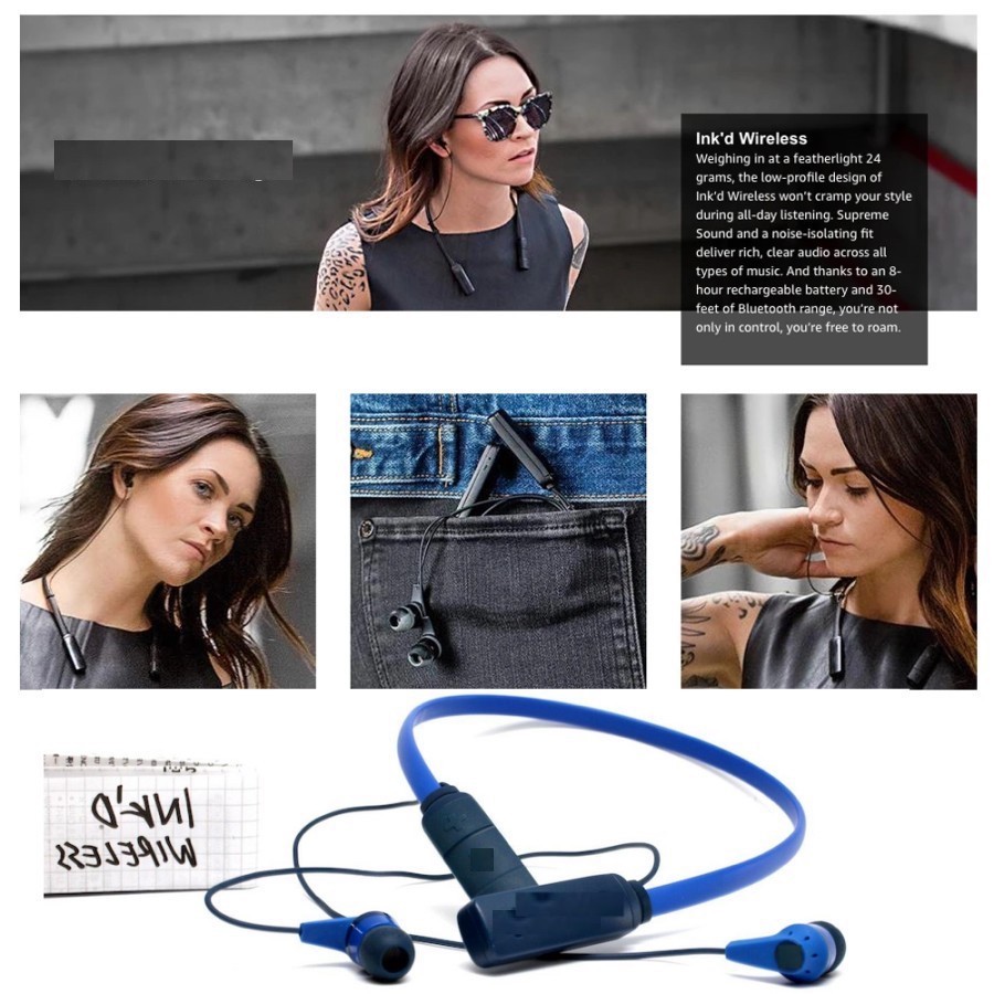 Original Tengkorak Inkd Bluetooth Super Bass Headset Wireless No Box