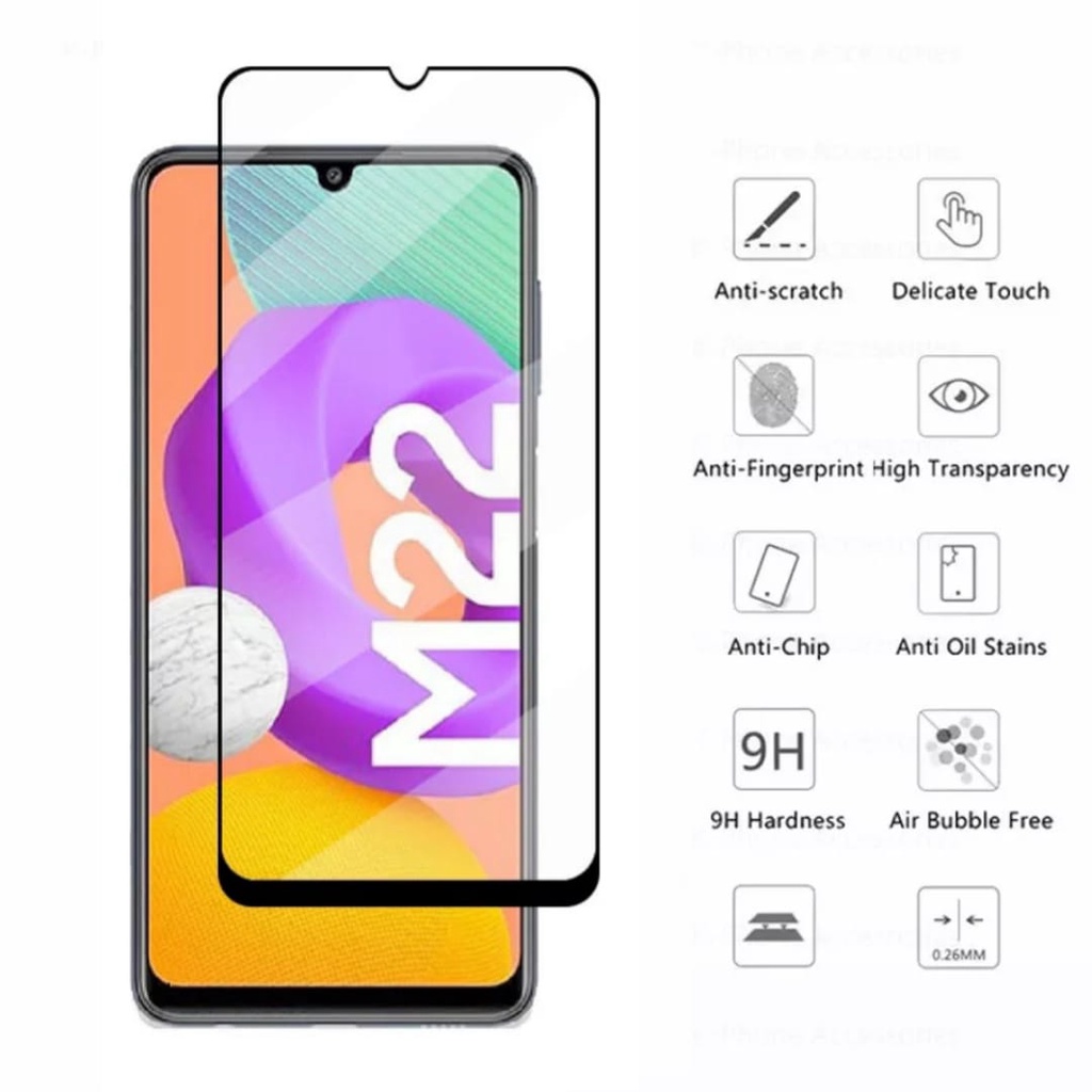 PROMO Tempered Glass SAMSUNG GALAXY M22  Full Layar Screen Guard Protector Antigores Kaca