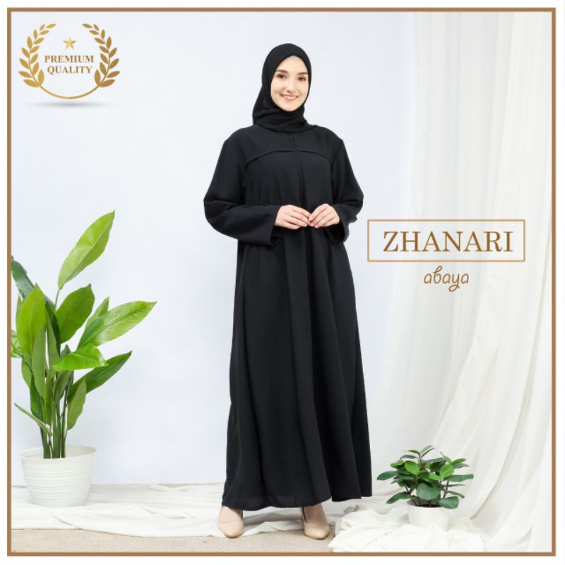 Gamis Abaya Zhanari Terbaru Warna Hiitam Polos | Abaya Turky | Abaya Arab | Abaya Saudi | Abaya Duba