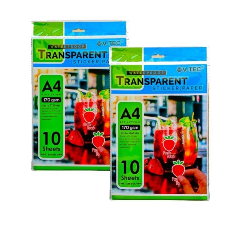 

Waterproof Transparan stiker paper / stiker transparan V-Tec A4 170 gsm