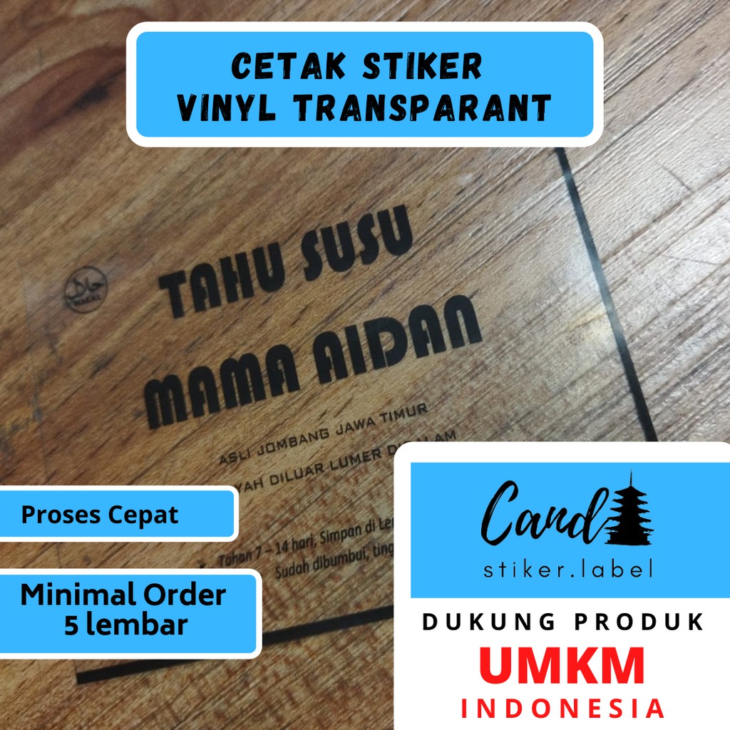 

TERMURAH!! STIKER LABEL TRANSPARANT PREMIUM A3+ FREEE CUTTINGG