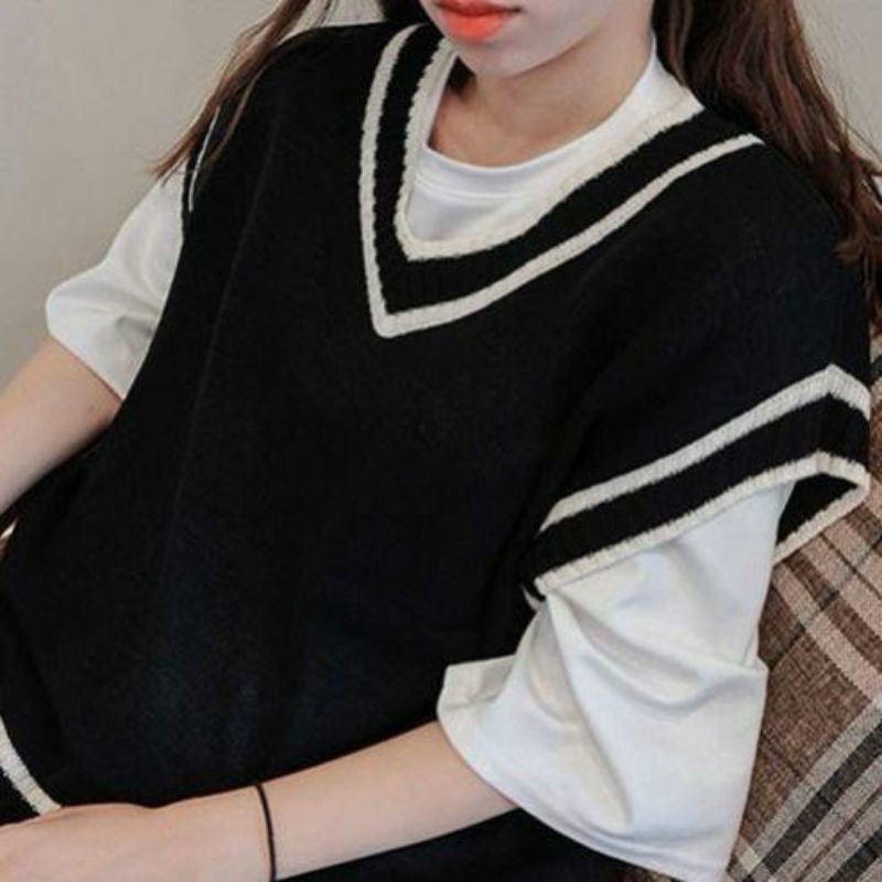 IMPORT WOMAN KNIT VEST MICHIE KOREAN STYLE VEST RAJUT ROMPI OUTER WANITA IMPOR