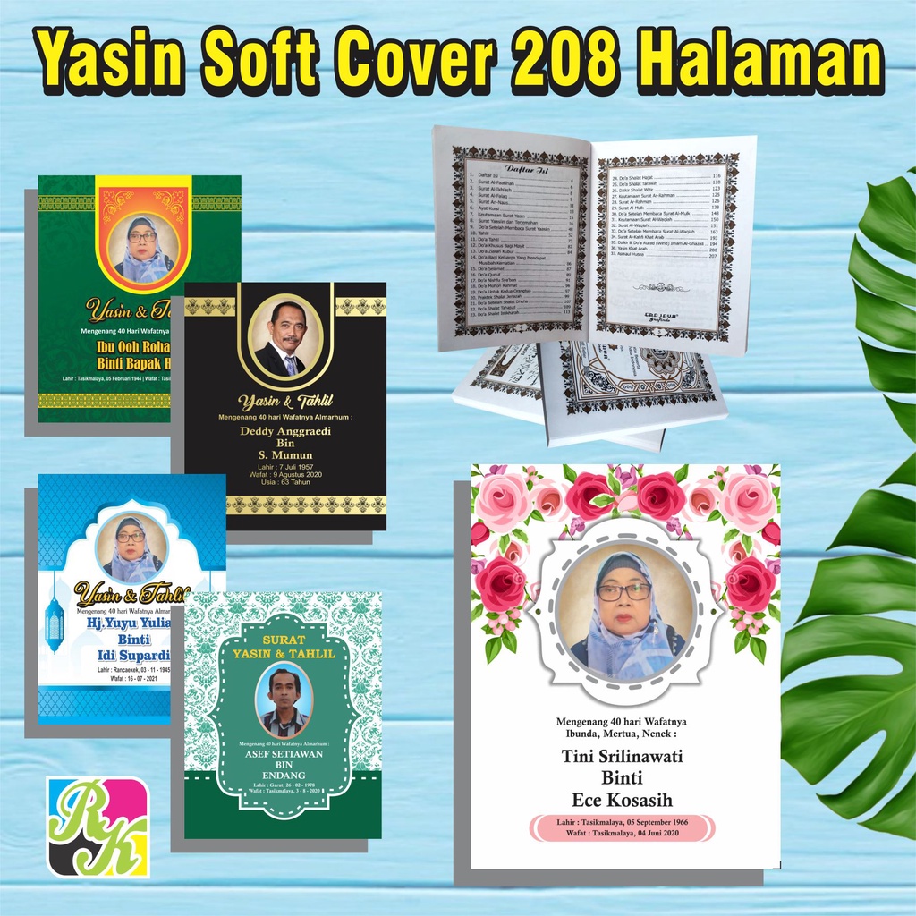 Yasin Dan Tahlil Soft Cover Isi Hvs 208 Halaman Tambah Sisipan Foto Almarhum