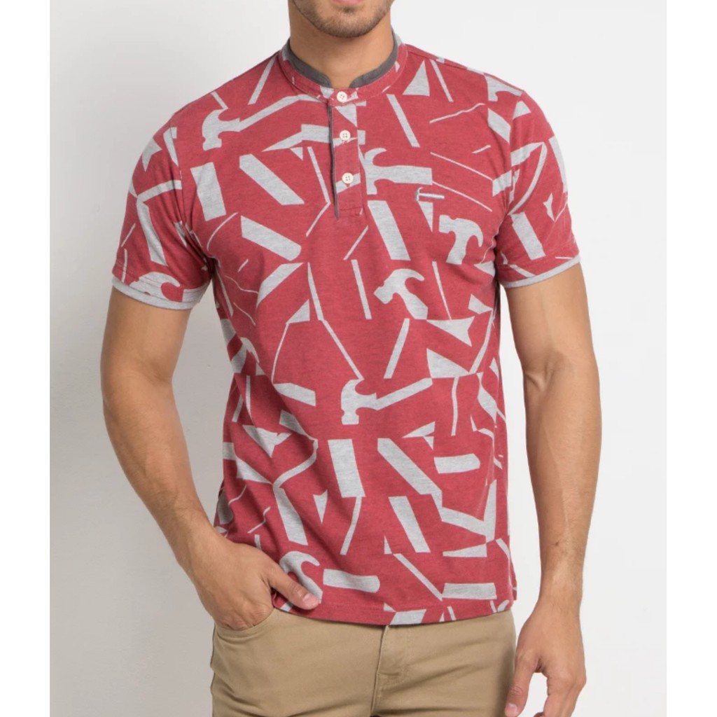 Kaos polo shirt pria HAMMER kerah sanghai motif palu