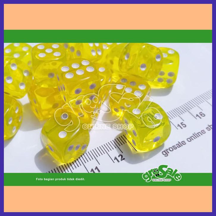 DADU 14X14MM TRANSPARANT YELLOW/DADU BENING KUNING TRANSPARAN