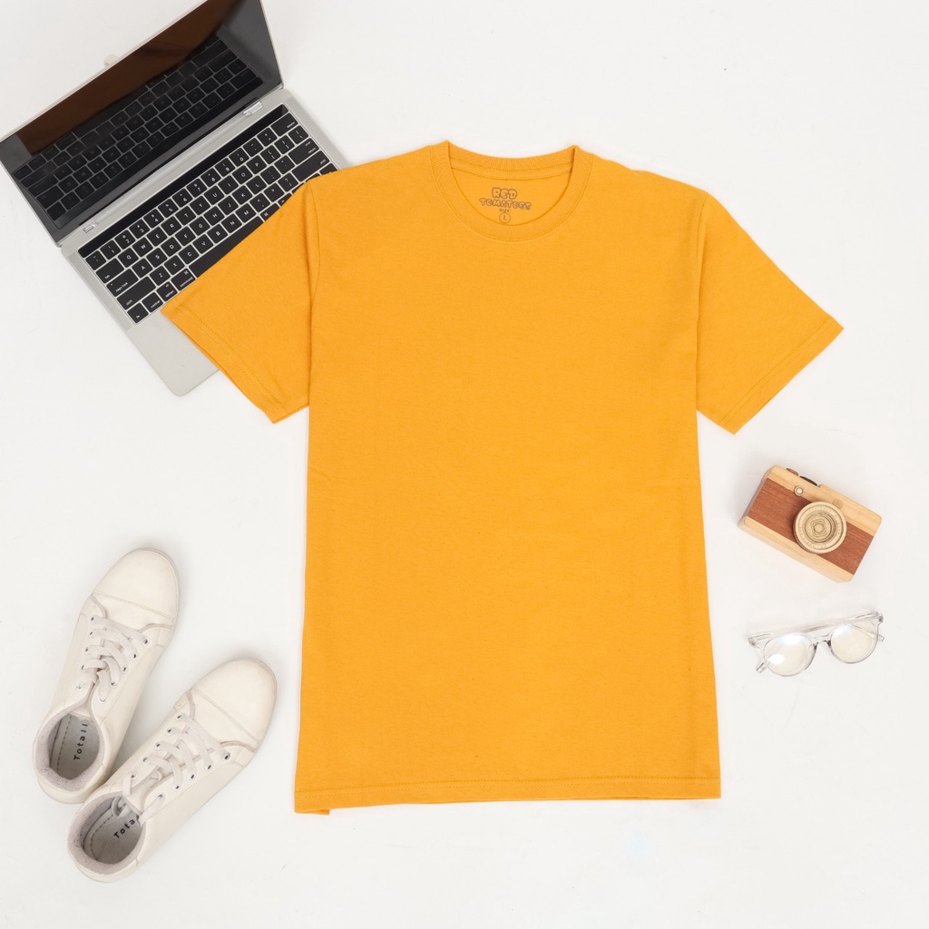 [LANGSUNG DARI PABRIK] Kaos Polos cotton combed 24s / ONECK / unisex / tangan pendek / baju pria-MUSTARD