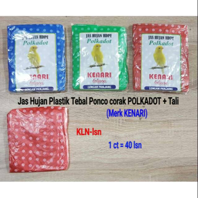 Jas hujan Mantel Hujan Ponco Bahan Plastik HDPE Corak Polkadot  Kenari Kingkong