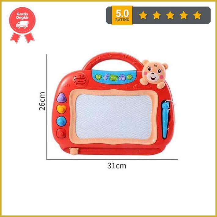 

Mainan Anak Musical Magnetic Drawing Board / Papan Tulis Magnet - Merah Diskon
