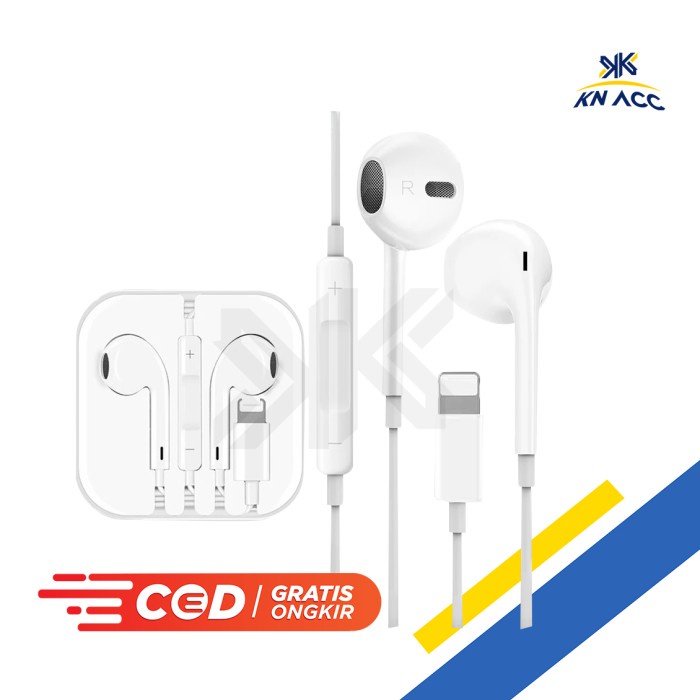 Heandset bluetooth  KN ACC BLUETOOTH HEADSET LIGHTING USB UNTUK IPHONE 7 8 X XR XS MAX PACKING KERTA
