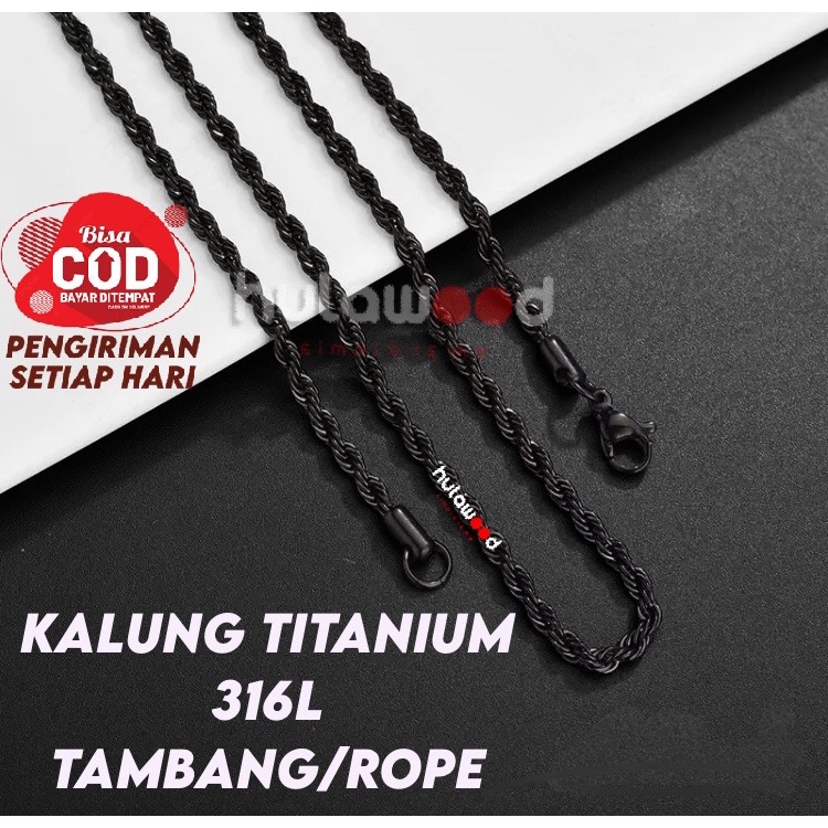 Kalung Rantai MCI - Titanium 316L Stainless Anti Karat EDISI HITAM