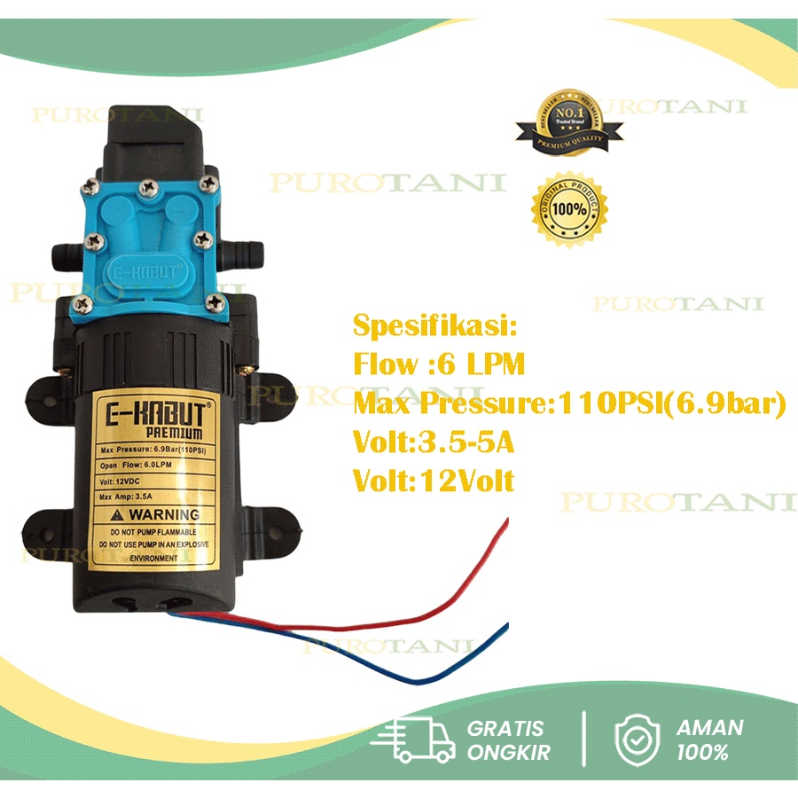 Dinamo Pompa Sprayer DC 110 PSI  6 LPM E KABUT Premium