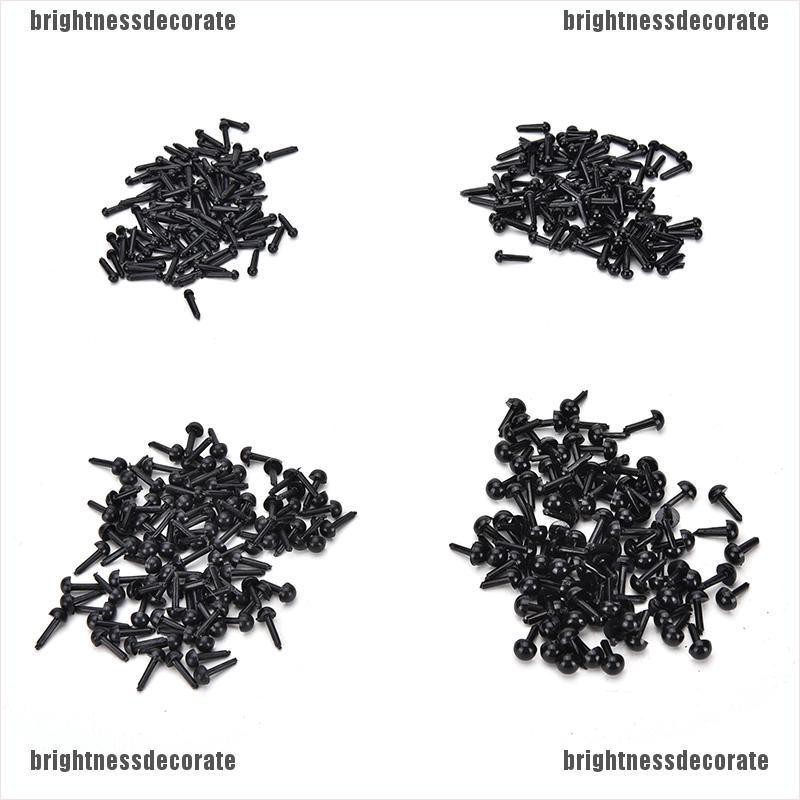 brigid Set 100Pcs Tusukan Mata Warna Hitam Bahan Plastik untuk Boneka Beruang, 4 Ukuran