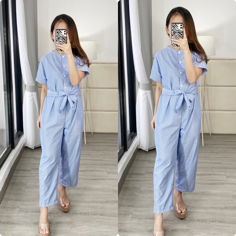 jumpsuit panjang wanita / jamsuit wanita / jumpsuit stripe K01299