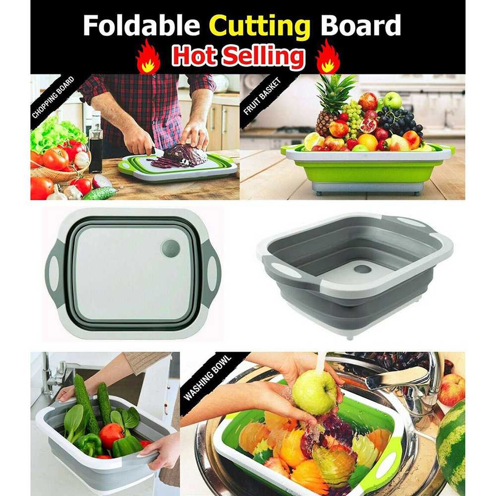 Talenan Cuci Lipat Foldable Silicone Cutting Board CYAN PEAK TW-386