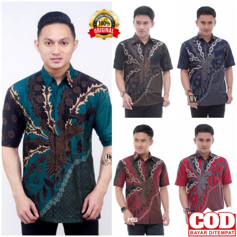 Hem kemeja batik pria lengan pendek modern motif murai new!! atasan batik pria dewasa batik cowok