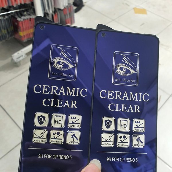 NEW TEMPERED GLASS CERAMIC CLEAR ANTI BLUE RADIASI / ANTI PECAH FULL LAYAR OPPO A32 A33 A35 A52 A53 A53S A54 A55 A72 A73 A74[4G] A74[5G] A92 A93 A94 A95 - A/B