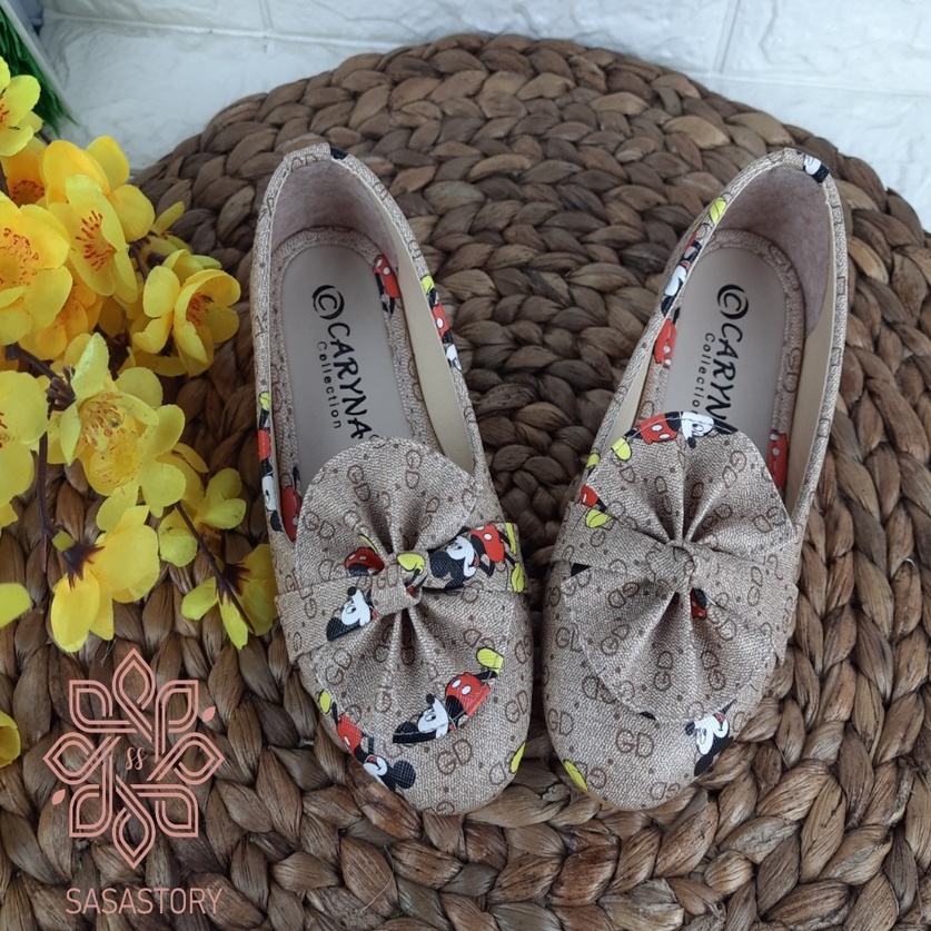 SEPATU PESTA FLATSHOES ANAK PEREMPUAN MICKEY 3 4 5 6 TAHUN IA01