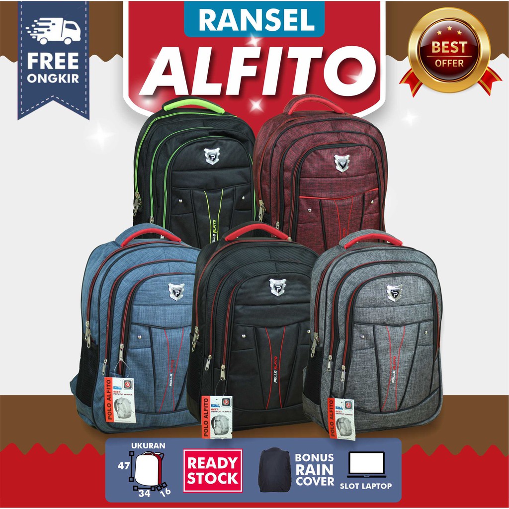 Promo Obral Ransel Gendong Polo Alfito Tas Laptop Sekolah SMP SMA Cowok Backpack Punggung Pria Keren Tas Kerja Ransel Murah Bahan Dolby Tebal Sekolah Punggung Pria Keren Ransel