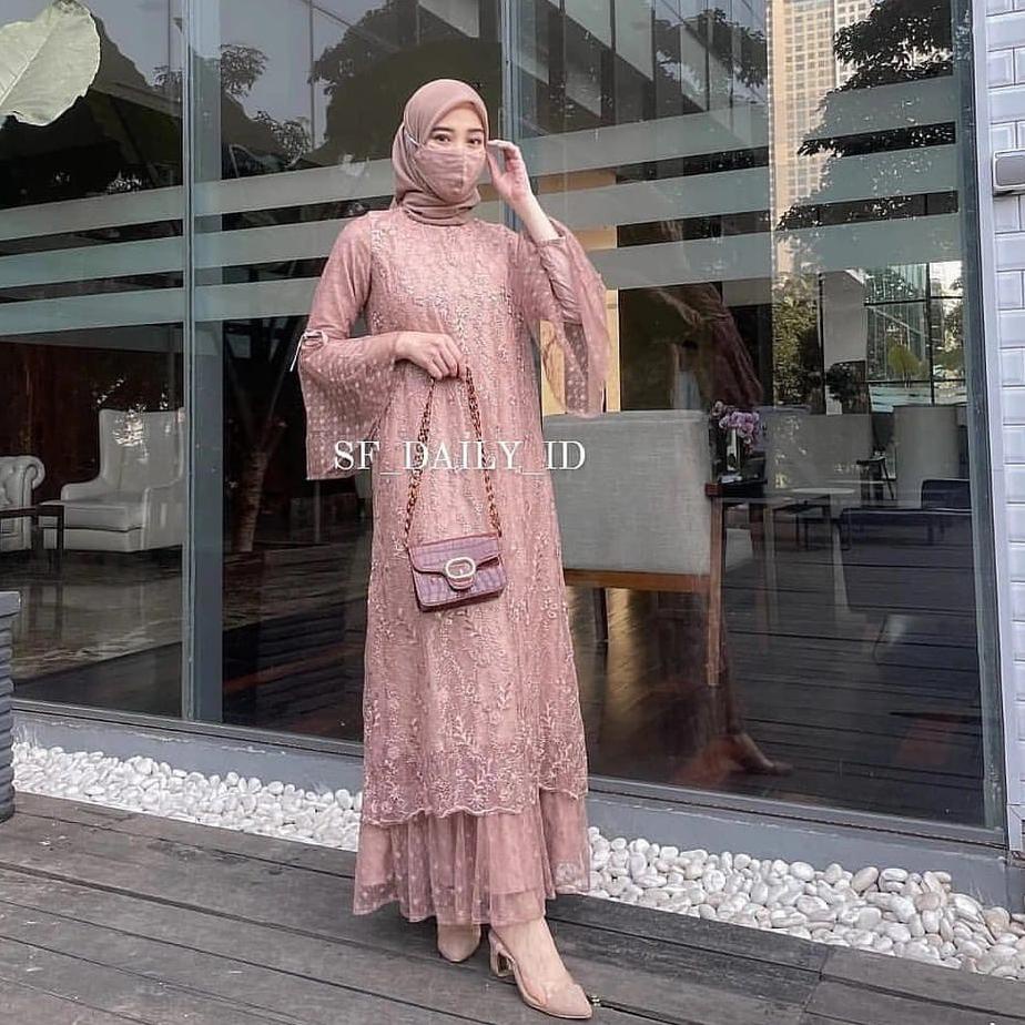 Produk Keren➭ [ORI]RIRIN DRESS BRUKAT TILE IMPORT/GAMIS BRUKAT/DRESS MUSLIM/KEBAYA MODERN 2021/GAMIS