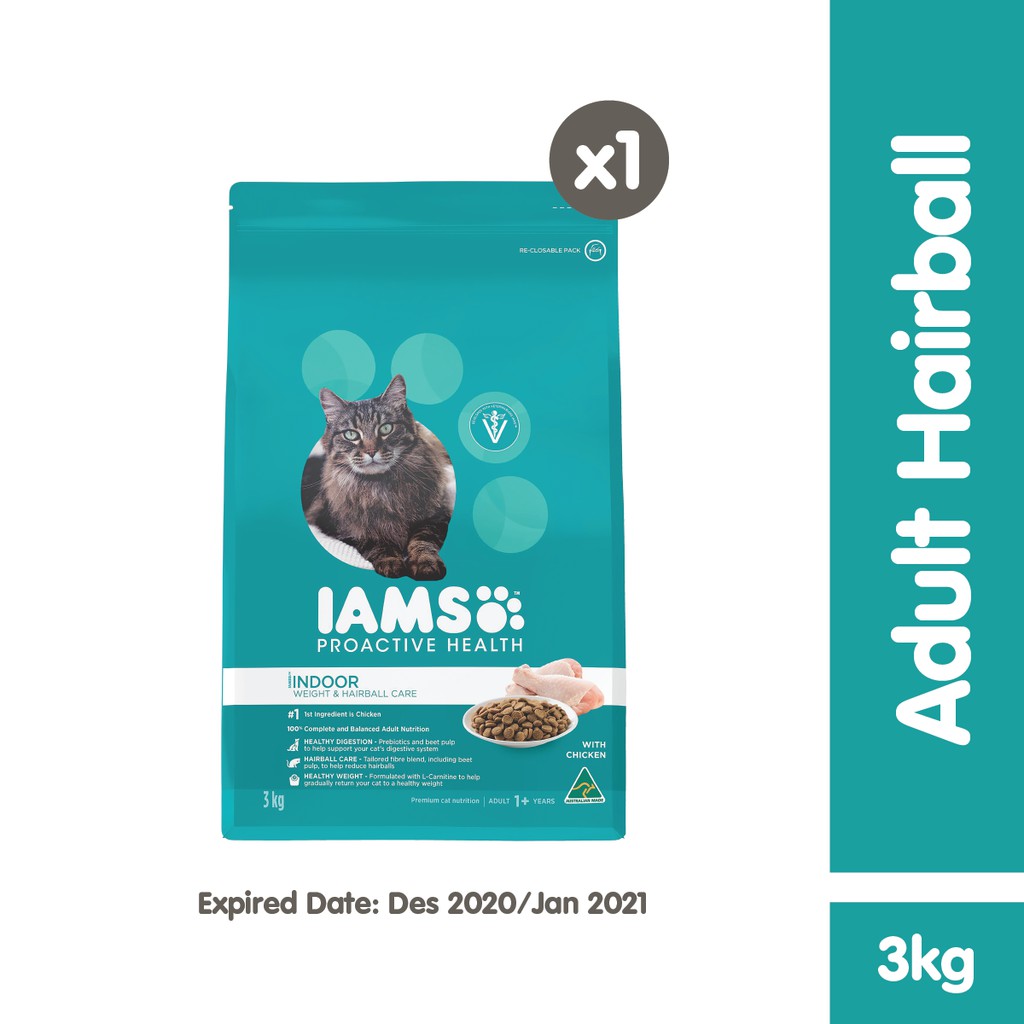 IAMS Makanan Kucing Adult 3 Kg-Hairball Care