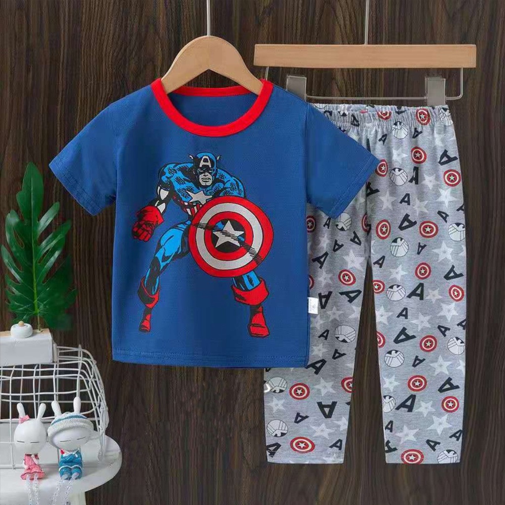 piyama anak baju tidur lengan pendek 1 2 3 4 5 6 tahun laki laki import kubao celana panjang kaos adem