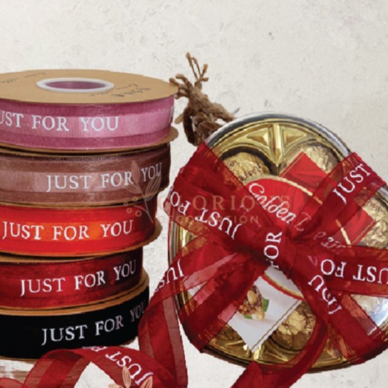 

Dhiya Florist - Pita Just For You Organza Ribbon 25 mm Per Yard ( 90 cm) Pita Parcel Gift Hampers Pita Organdi Ribbon 2,5 cm DIY Crafts Grossgrain Tapes Card Wrapflower Bouquet Dekorasi Kado