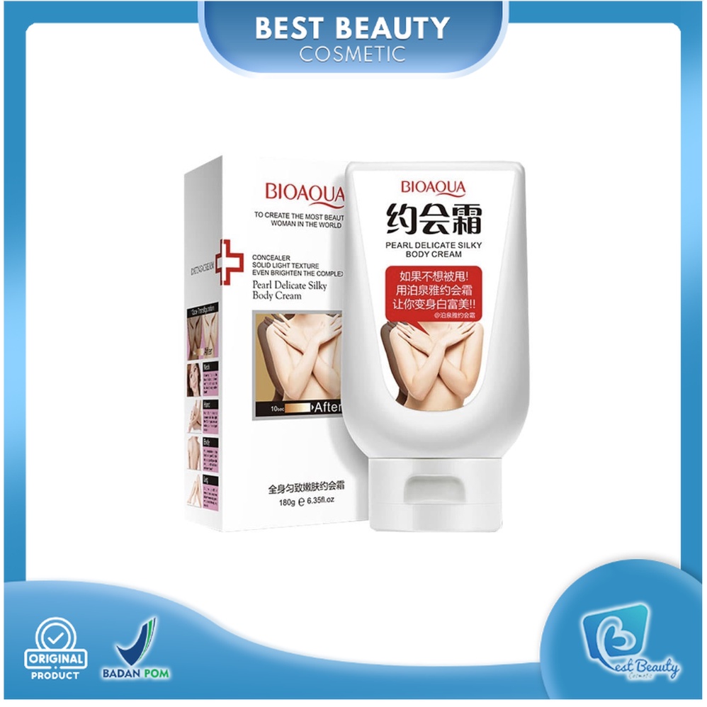 ★ BB ★ BIOAQUA Delicate Silky Body Cream 180g cream pemutih wajah body lotion pemutih Kulit Cerah Seketika lotion pemutih badan - BIO AQUA【BPOM】