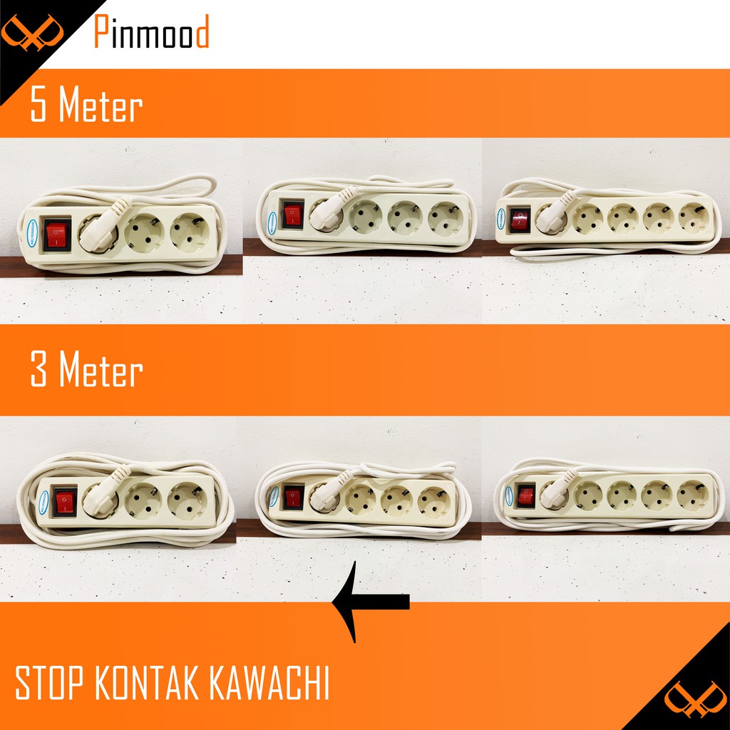 STOP KONTAK 3,4,5 LUBANG PANJANG 3M - 5M + KABEL / STOP KONTAK KABEL COLOKAN KAWACHI