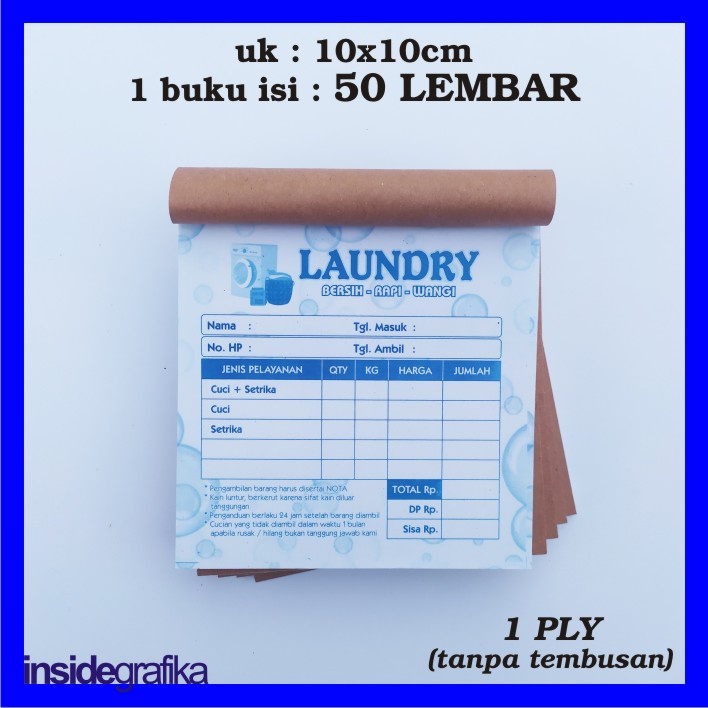 

Nota Laundry Tanpa Tembusan Rangkap 1 Ply Kuitansi Laundri Kwitansi Loundri Struk Binatu Invoice Faktur Loundry Cuci Baju Londri Kiloan Satuan