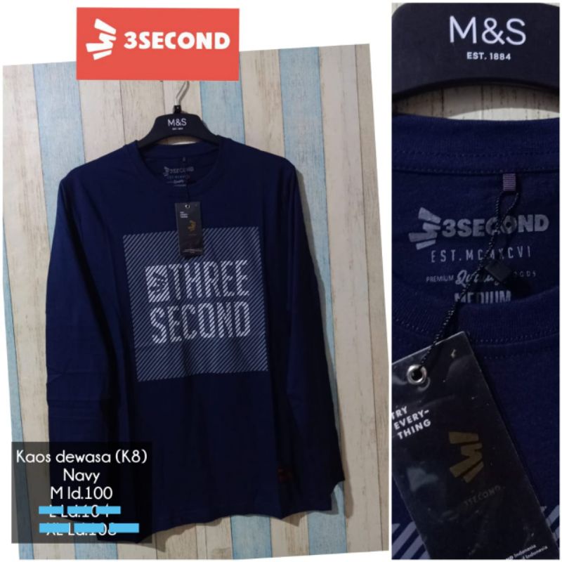KAOS LENGAN PANJANG UNISEX THREE SECOND KSTS0025