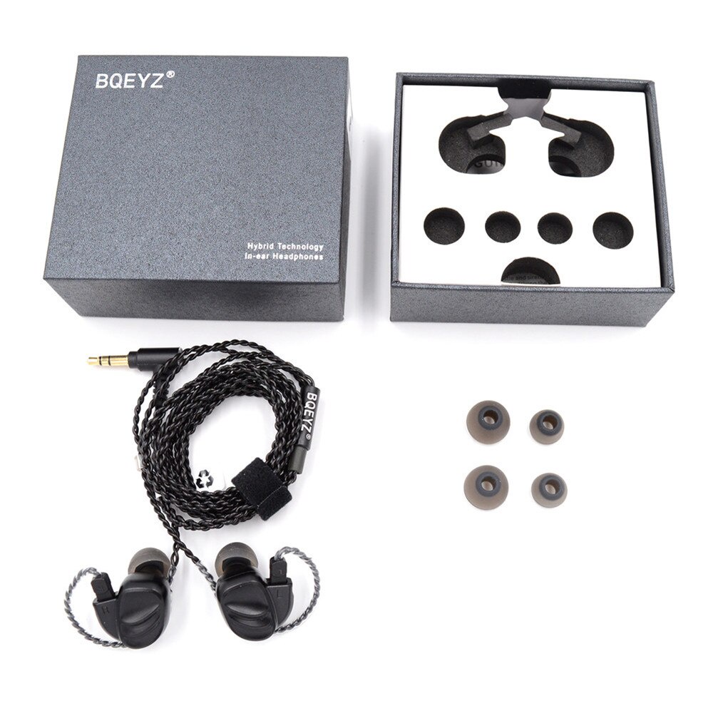 Bqeyz KC2 Headset HiFi Stereo 2DD + 2DA Quad Driver Dengan Kabel Bisa Dilepas