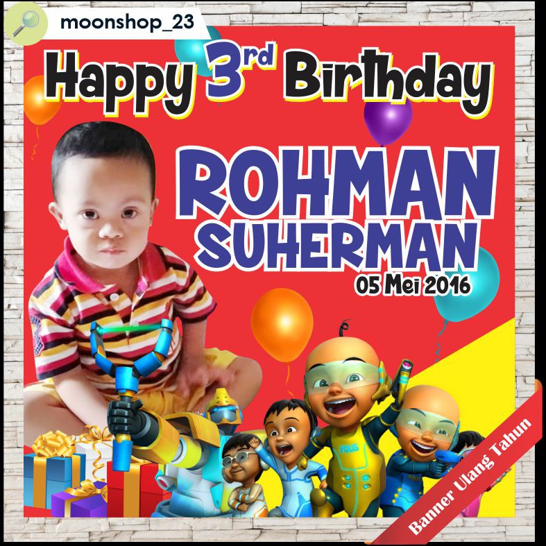 Spanduk / Banner / Backdrop Ulang Tahun Custom Tema Upin Ipin