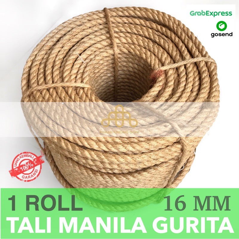 Tali Manila Gurita 16 MM Rollan 220 Meter - Tali Tarik Tambang - Tampar Serat Manila