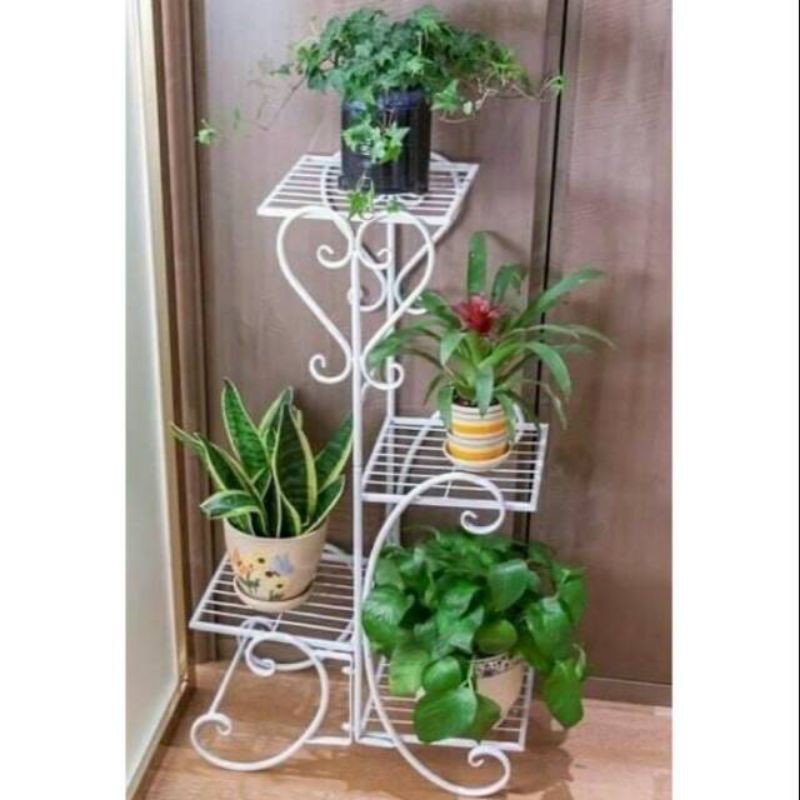 rak bunga 5 susun besi minimalis & eksklusif cantik hiasan rumah model love