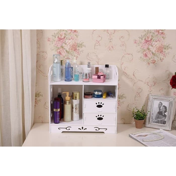 Double Drawer Cosmetic Storage Rak Kosmetik Tapak Pupies M752