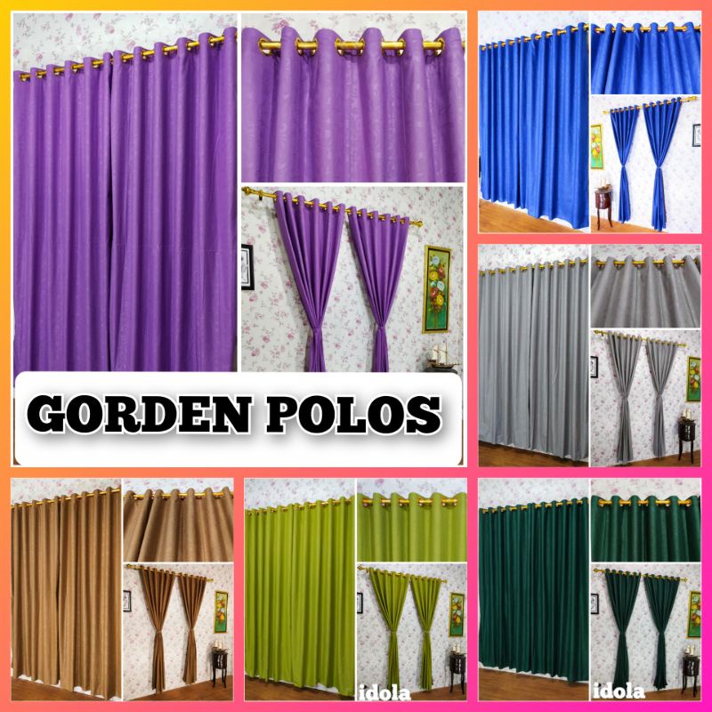 GORDEN PINTU DAN JENDELA SMOKRING 12 LUBANG UKURAN ± 135X220CM POLOS ANEKA WARNA