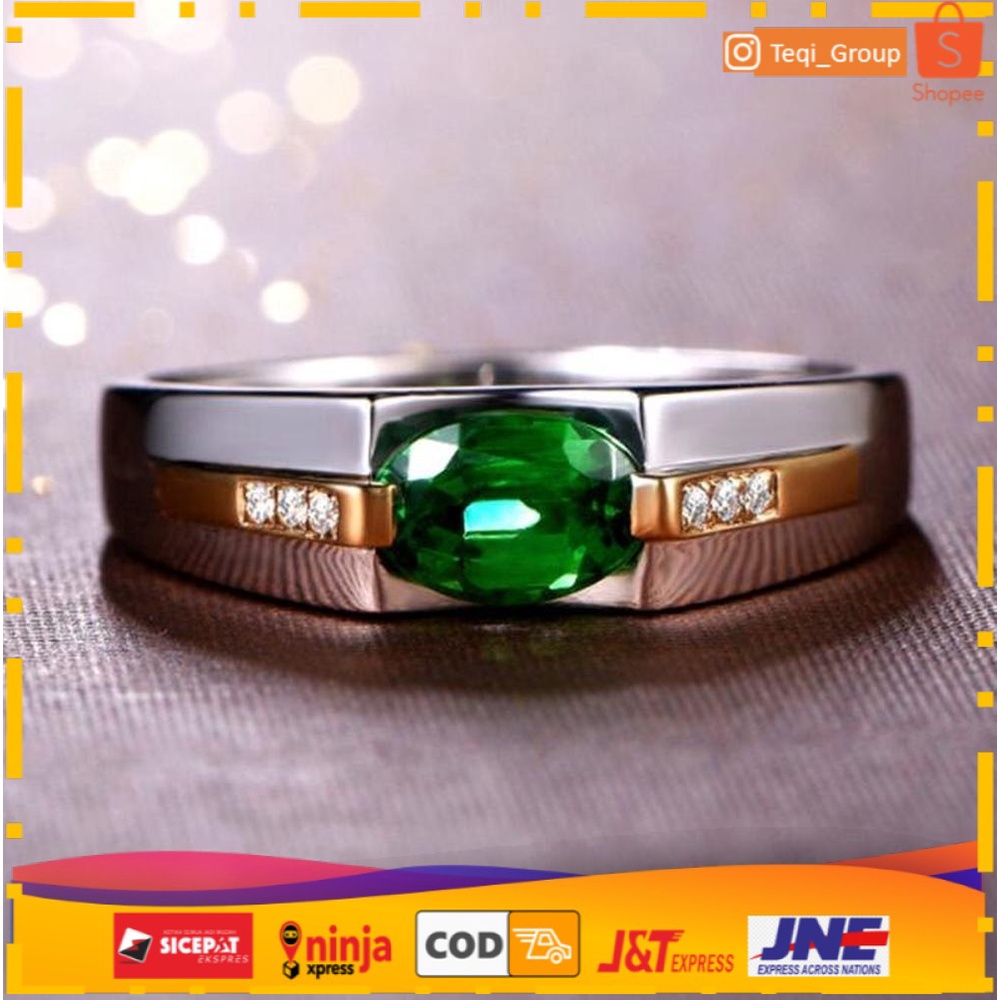 Pria Wanita Cincin Pertunangan Perak Emas Aksesoris Fashion