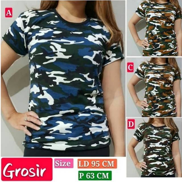 KAOS ARMY WANITA TENTARA LORENG BAJU ARMI CEWEK LENGAN PENDEK SIZE S - L