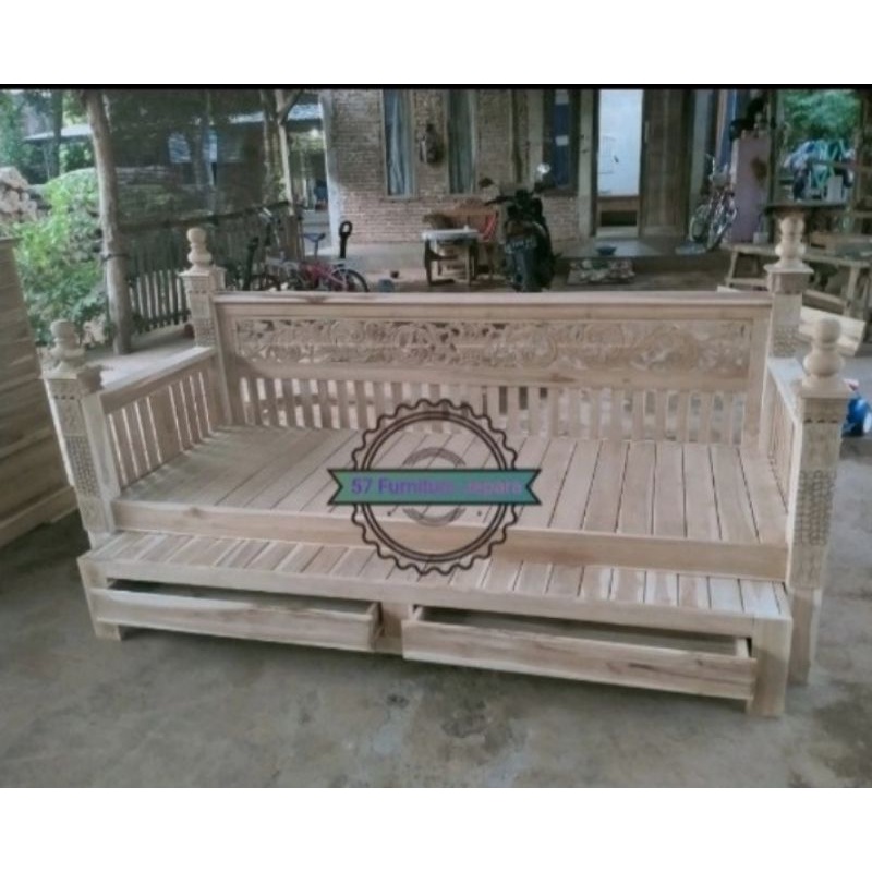 Bale Bale Susun Jati - Daybed Bangku Jati - Kursi Panjang Multifungsi - Mentahan