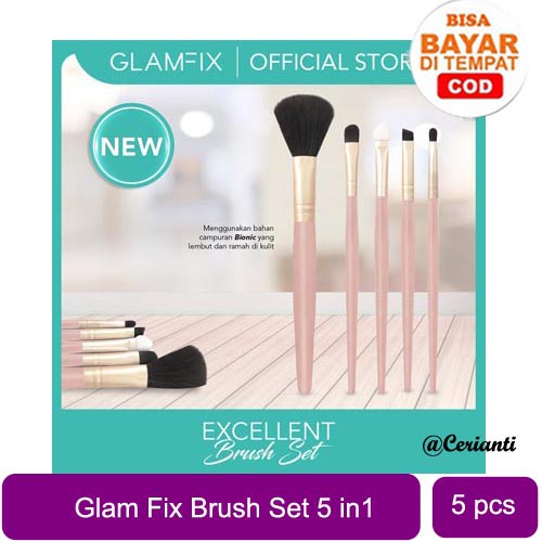 [Premium] Glam Fix Excellent Brush Set isi 5 pcs | Glamfix Kuas You Makeups Make Up