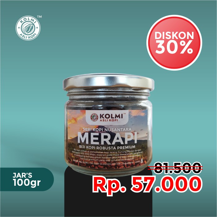 

KOPI ROBUSTA MERAPI ROASTBEAN (BIJI SANGRAI) PREMIUM EXCLUSIF JAR 100G