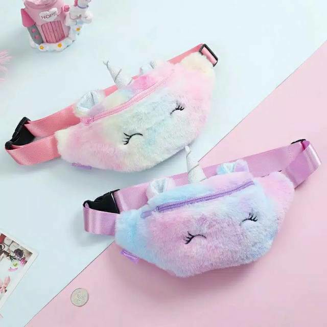 Waist Bag Bludru Lembut Tas Pinggang Selempang Anak Korea Tas Import